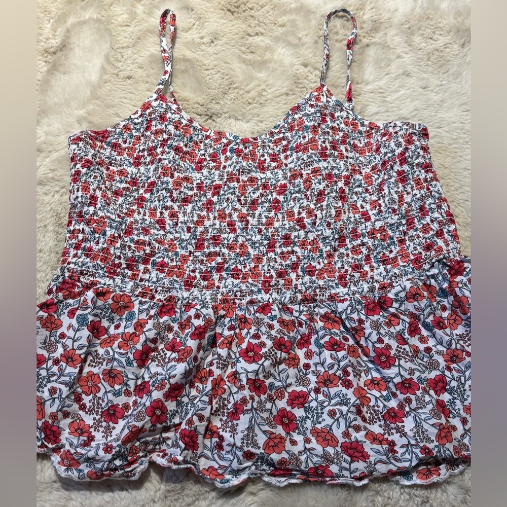 No Boundaries Red and White Floral Camisole